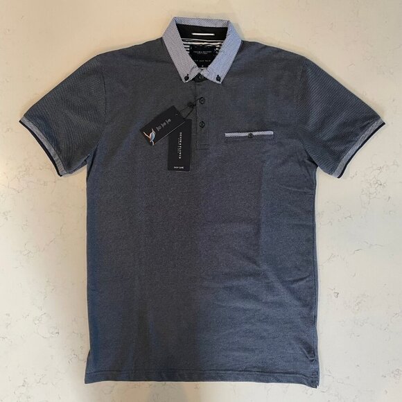 Denim & Flower Ricky Singh Easy Care 3 Button SS Poly Polo Shirt Blue Sz M NWT - Picture 11 of 11